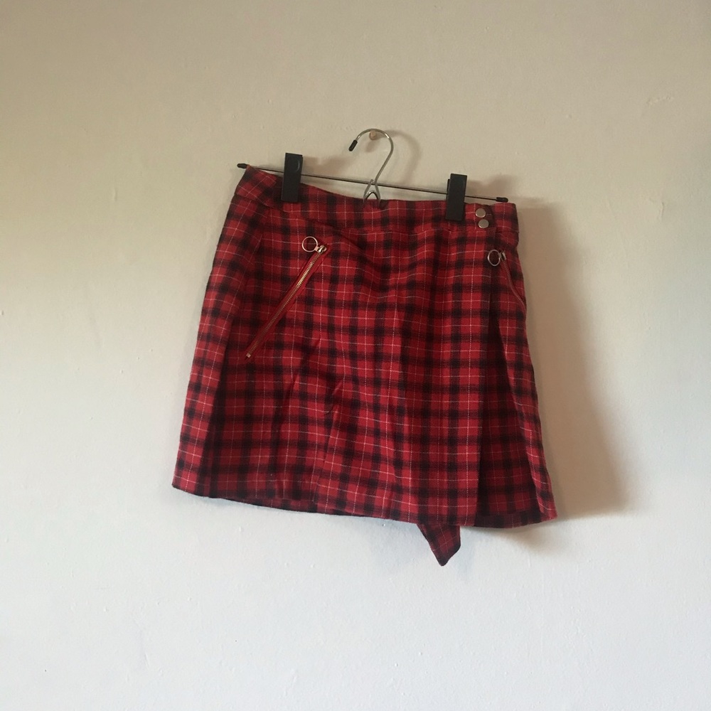 Plaid wrap skirt